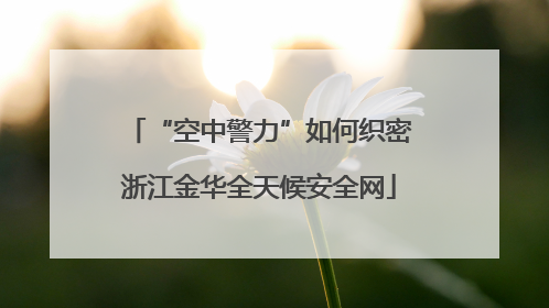 “空中警力”如何织密浙江金华全天候安全网