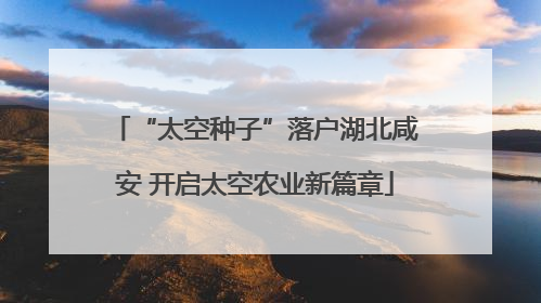 “太空种子”落户湖北咸安 开启太空农业新篇章