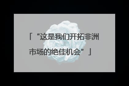 “这是我们开拓非洲市场的绝佳机会”