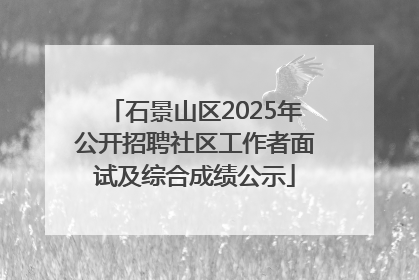 石景山区2025年公开招聘社区工作者面试及综合成绩公示