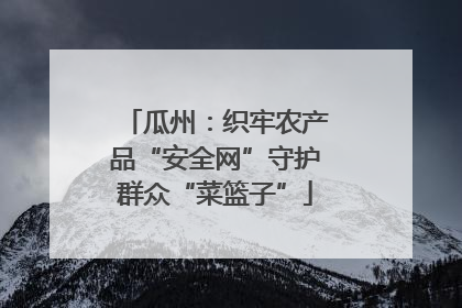 瓜州：织牢农产品“安全网”守护群众“菜篮子”