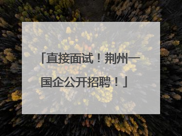 直接面试！荆州一国企公开招聘！