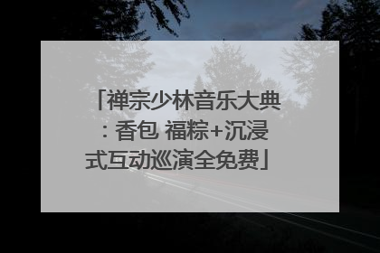 禅宗少林音乐大典：香包 福粽+沉浸式互动巡演全免费