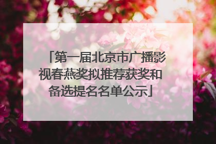第一届北京市广播影视春燕奖拟推荐获奖和备选提名名单公示
