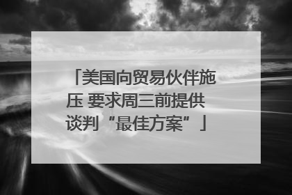 美国向贸易伙伴施压 要求周三前提供谈判“最佳方案”