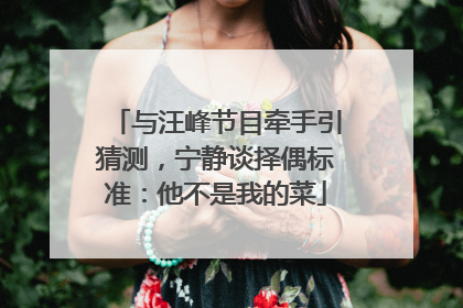 与汪峰节目牵手引猜测，宁静谈择偶标准：他不是我的菜