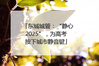 东城城管：“静心2025”，为高考按下城市静音键