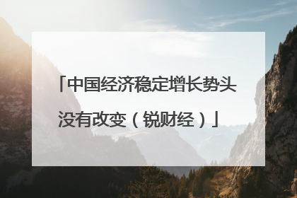 中国经济稳定增长势头没有改变（锐财经）