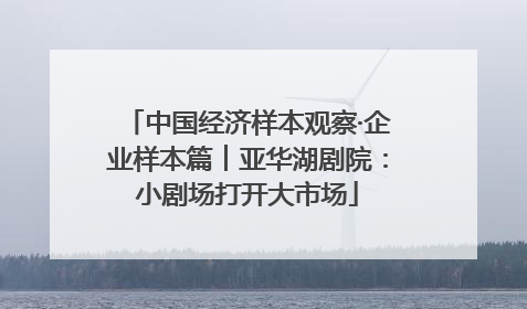 中国经济样本观察·企业样本篇︱亚华湖剧院：小剧场打开大市场