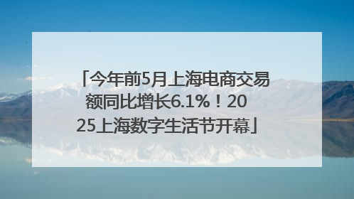 今年前5月上海电商交易额同比增长6.1%！2025上海数字生活节开幕