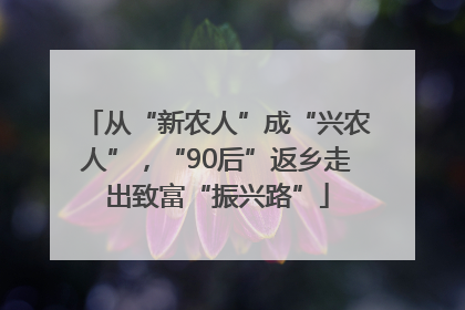 从“新农人”成“兴农人”，“90后”返乡走出致富“振兴路”