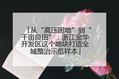 从“高压困地”到“千亩良田”：浙江金华开发区这个地块打造全域整治示范样本