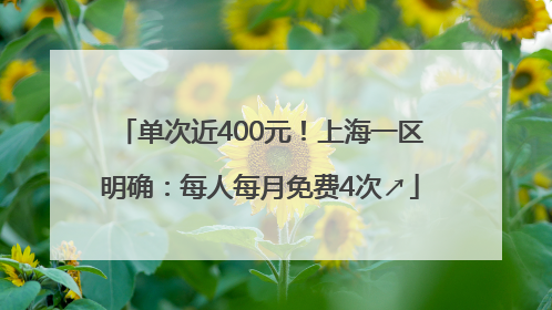 单次近400元！上海一区明确：每人每月免费4次↗
