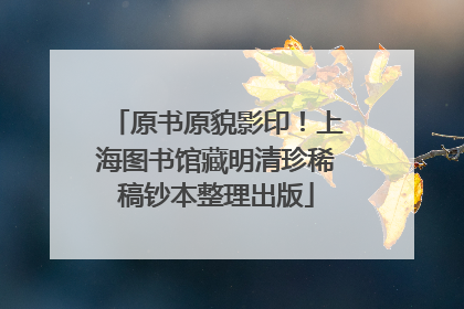 原书原貌影印！上海图书馆藏明清珍稀稿钞本整理出版