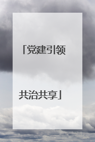 党建引领 共治共享