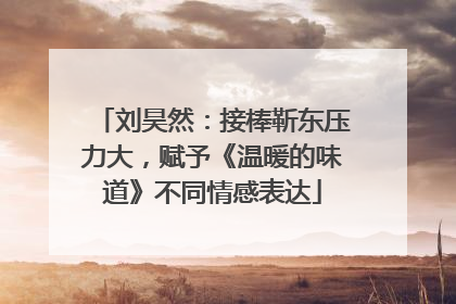刘昊然：接棒靳东压力大，赋予《温暖的味道》不同情感表达