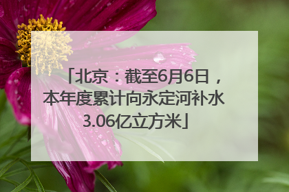 北京：截至6月6日，本年度累计向永定河补水3.06亿立方米
