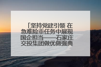 坚持党建引领 在急难险重任务中展现国企担当——石家庄交投集团做优做强典型报道之一