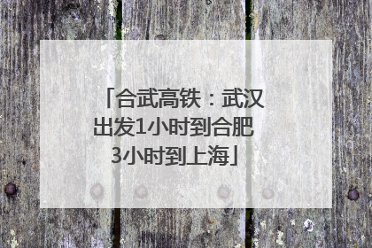 合武高铁：武汉出发1小时到合肥3小时到上海