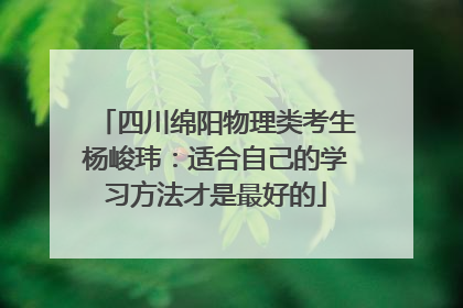 四川绵阳物理类考生杨峻玮：适合自己的学习方法才是最好的
