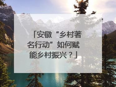 安徽“乡村著名行动”如何赋能乡村振兴？