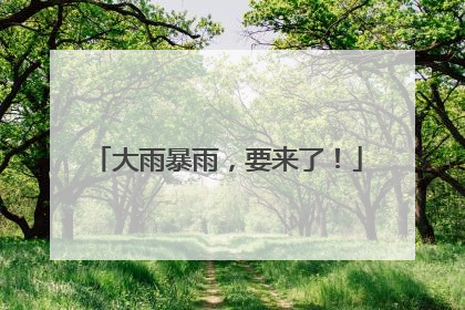 大雨暴雨，要来了！