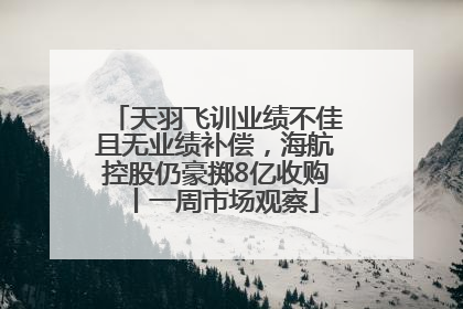 天羽飞训业绩不佳且无业绩补偿，海航控股仍豪掷8亿收购丨一周市场观察