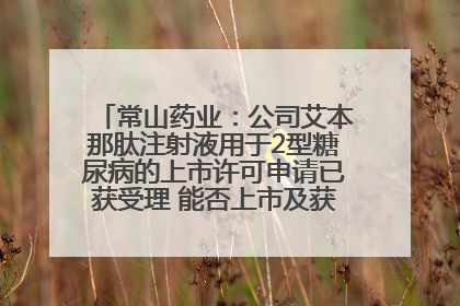 常山药业：公司艾本那肽注射液用于2型糖尿病的上市许可申请已获受理 能否上市及获批时间存在不确定性