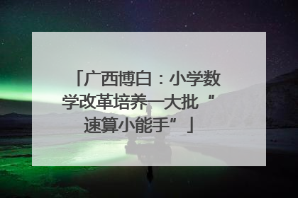广西博白：小学数学改革培养一大批“速算小能手”