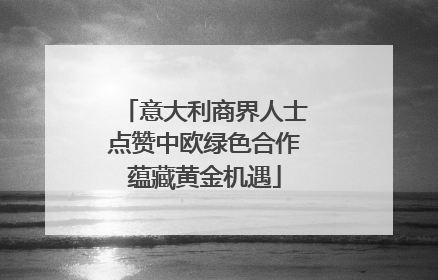 意大利商界人士点赞中欧绿色合作蕴藏黄金机遇