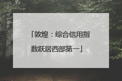 敦煌：综合信用指数跃居西部第一