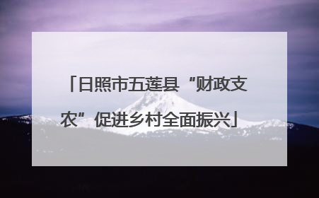 日照市五莲县“财政支农”促进乡村全面振兴