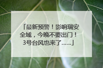 最新预警！影响瑞安全域，今晚不要出门！3号台风也来了……