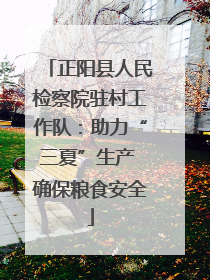 正阳县人民检察院驻村工作队：助力“三夏”生产 确保粮食安全