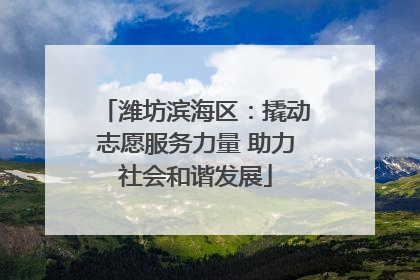 潍坊滨海区：撬动志愿服务力量 助力社会和谐发展