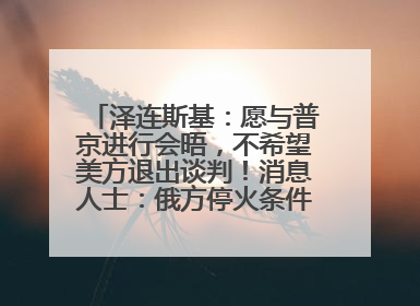 泽连斯基：愿与普京进行会晤，不希望美方退出谈判！消息人士：俄方停火条件包括北约“书面”保证不东扩