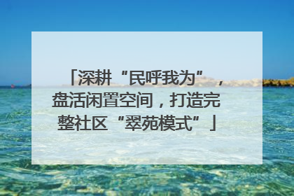 深耕“民呼我为”，盘活闲置空间，打造完整社区“翠苑模式”