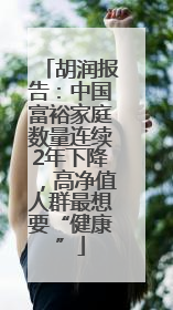 胡润报告：中国富裕家庭数量连续2年下降，高净值人群最想要“健康”
