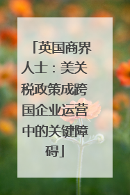 英国商界人士：美关税政策成跨国企业运营中的关键障碍