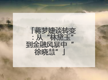 蒋梦婕谈转变：从“林黛玉”到金融风暴中“徐晓慧”