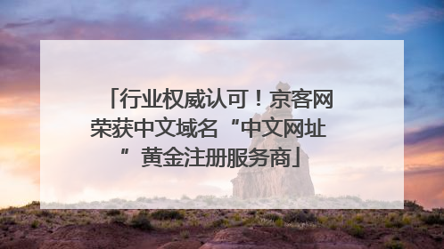 行业权威认可！京客网荣获中文域名“中文网址”黄金注册服务商