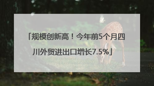 规模创新高！今年前5个月四川外贸进出口增长7.5%