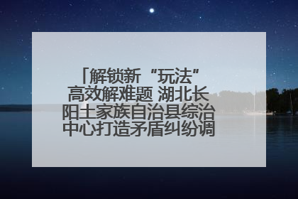 解锁新“玩法” 高效解难题 湖北长阳土家族自治县综治中心打造矛盾纠纷调处“终点站”
