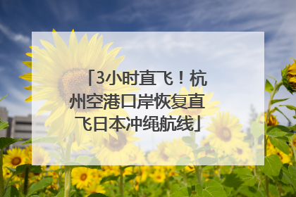 3小时直飞！杭州空港口岸恢复直飞日本冲绳航线
