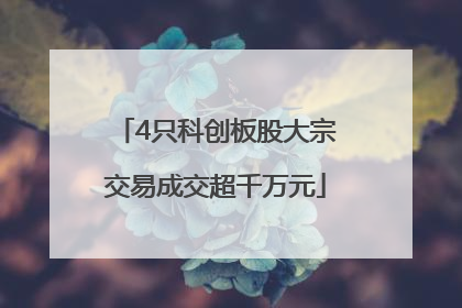 4只科创板股大宗交易成交超千万元