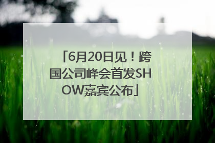 6月20日见！跨国公司峰会首发SHOW嘉宾公布